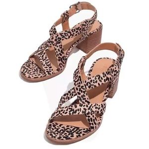 Leopard Print Block Heel Sandals